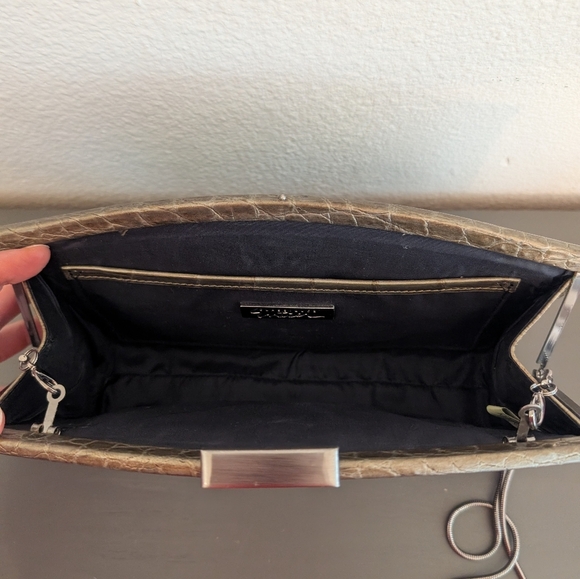 Classiques Entire Croc Embossed Leather Bag Metal Strap Green - Picture 5 of 7